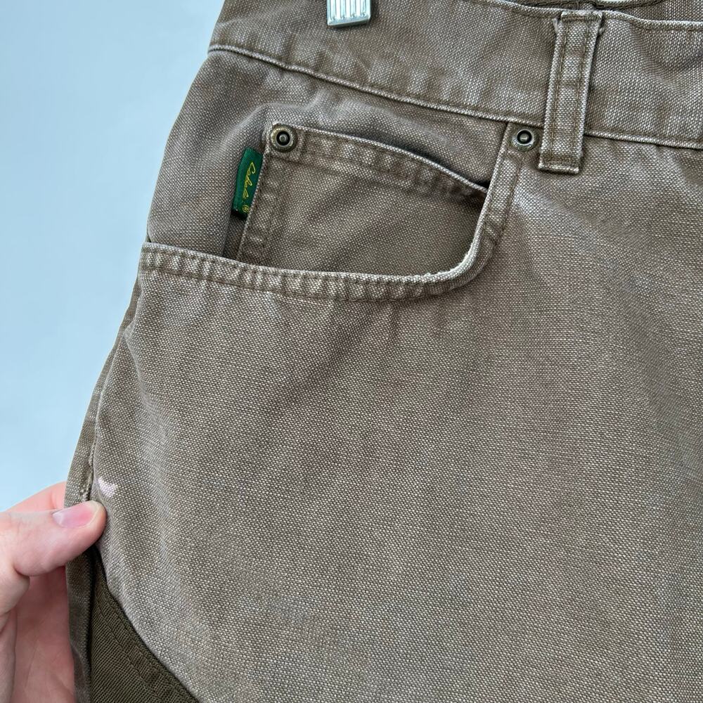 Mens Brown Double Knee Cabela's Canvas Upland Brush Guard Pants 32x30 act(31x29) - Picture 3 of 11